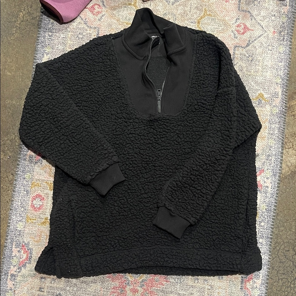 Aerie Black Quarter-Zip Pullover